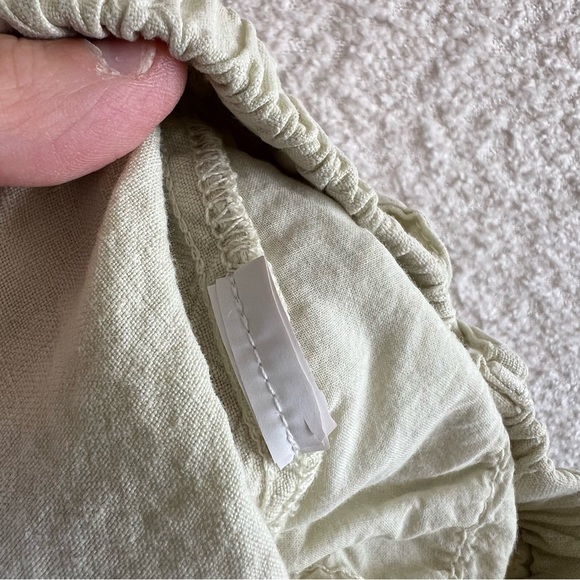 Zara Girls Linen Relaxed Elastic Waist Pleated Kids Pants Yellow Green Size 6 - Picture 9 of 9